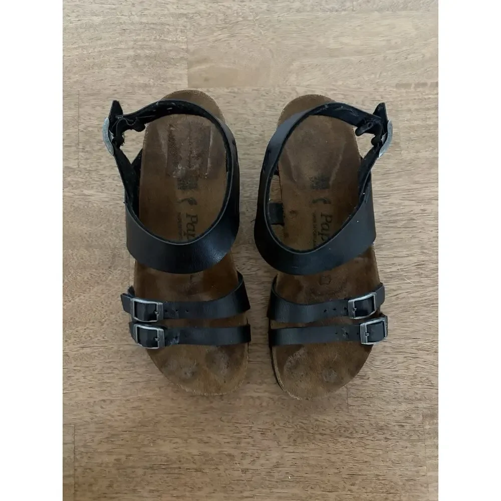 Birkenstock Black Leather Wedge Sandals‎
